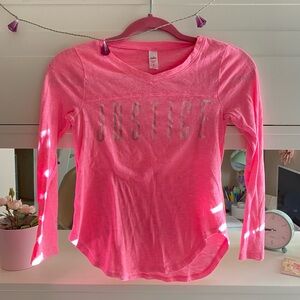 🌸3/$30🌸 Justice Girls Pink Long Sleeve Silver Tee Shirt